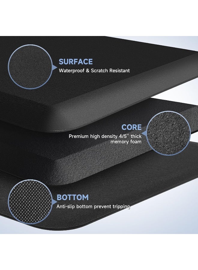 StepRite 4/5 Inch Thick Kitchen Mat Anti Fatigue Mat Kitchen Rugs Kitchen Decor Non-Slip, Stain Resistant, Waterproof Kitchen Mats Desk Mat for Kitchen, Office, Workshop, Black, 17'' x 60'' - Image 3